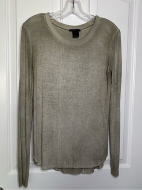 NWT Avant Toi Women’s Lightweight Crewneck knit shirt  in Greyish/Olive Sz L